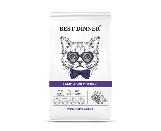 Korm Best Dinner dlya koshek kastr.-steril. Yagnenok i yagody`