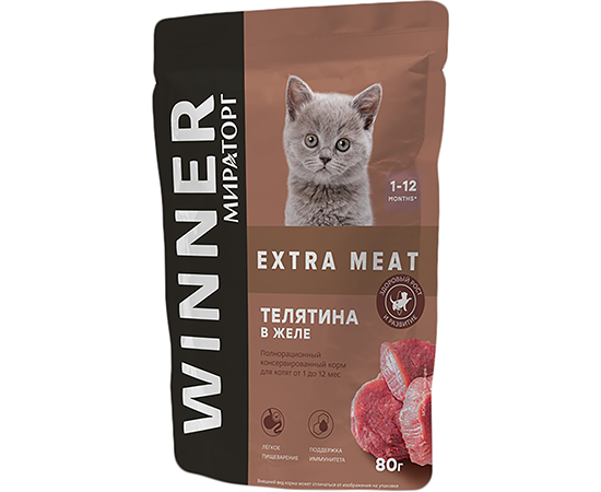 Miratorg winner dlya kotyat telyatina v zhele 80gr