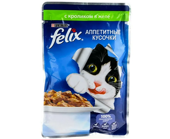 Purina felix appetitny`e kusochki so vkusom krolika v zhele