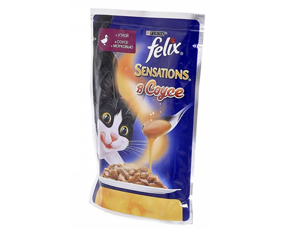 Purina felix sensation s utkoj v souse s morkov`yu